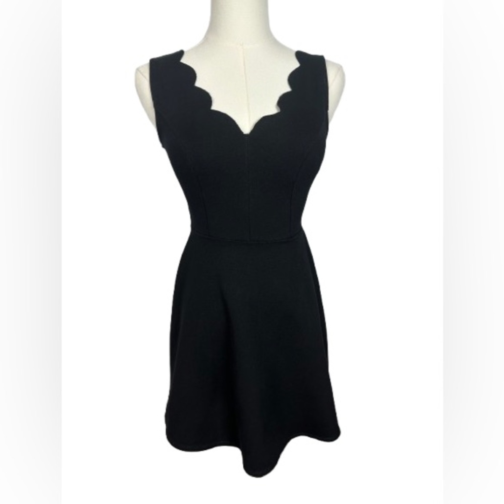 Aqua Black Scalloped Mini Dress
